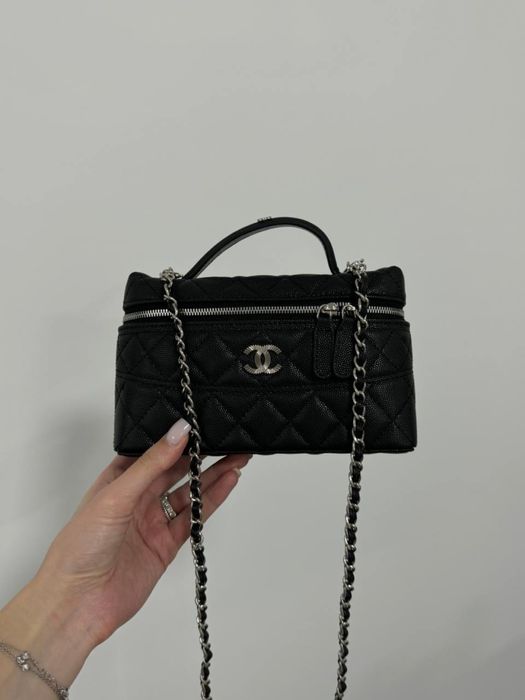 Сумка в стилі Chanel Caviar Quilted CC Top Handle Long Vanity