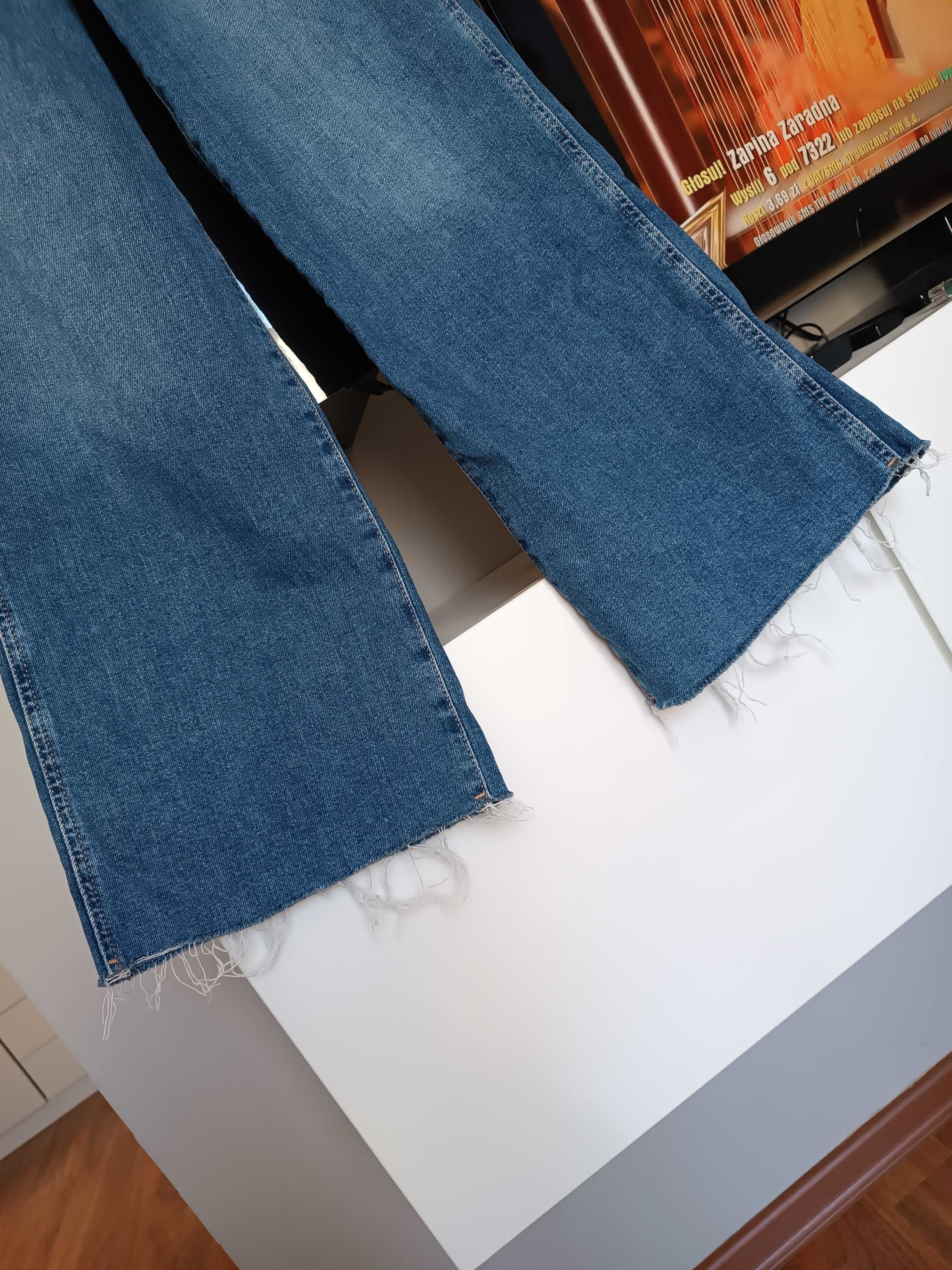 Jeansowe spodnie szeroka nogawką wysoki stan culotte H&M wide leg