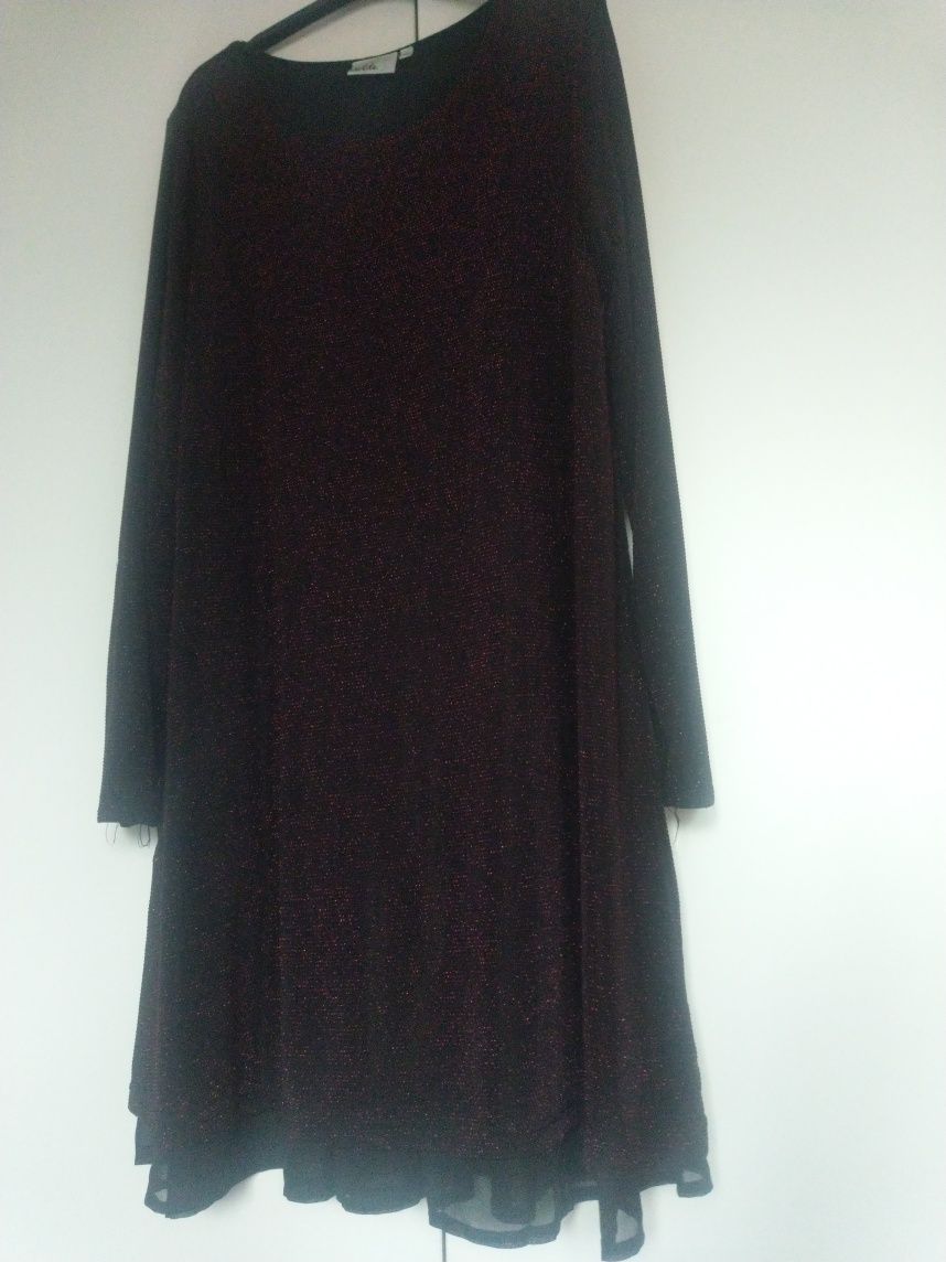 Sukienka czarno czerwona brokat M/L sylwester