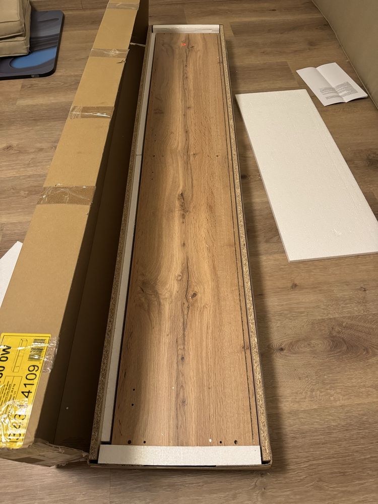 Szafka RTV, 180cm dąb wotan biały połysk LED