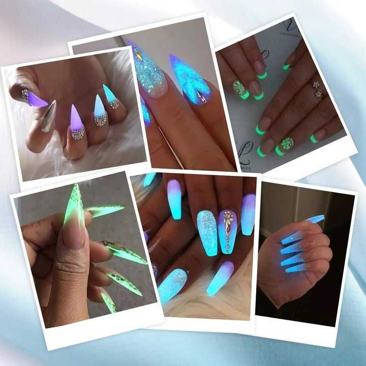 Puder świecący do paznokci NEON glow efekt 10szt