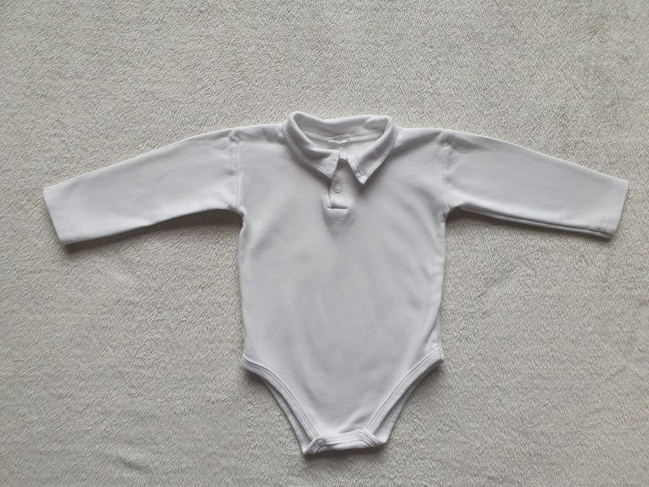 koszula body biała 74 koszulobody z kołnierzykiem Mrofi bawełniane