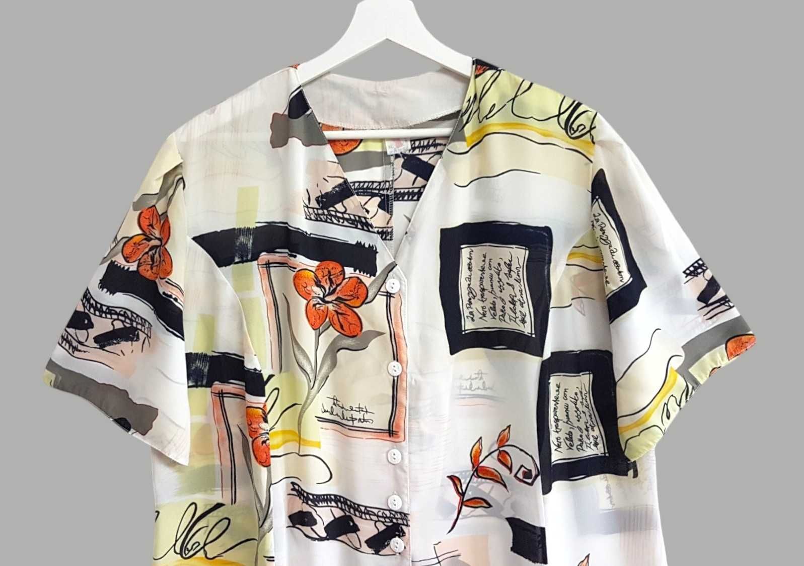 Damska sukienka ecru w kwiaty z krótkim rękawem Image 42/XL