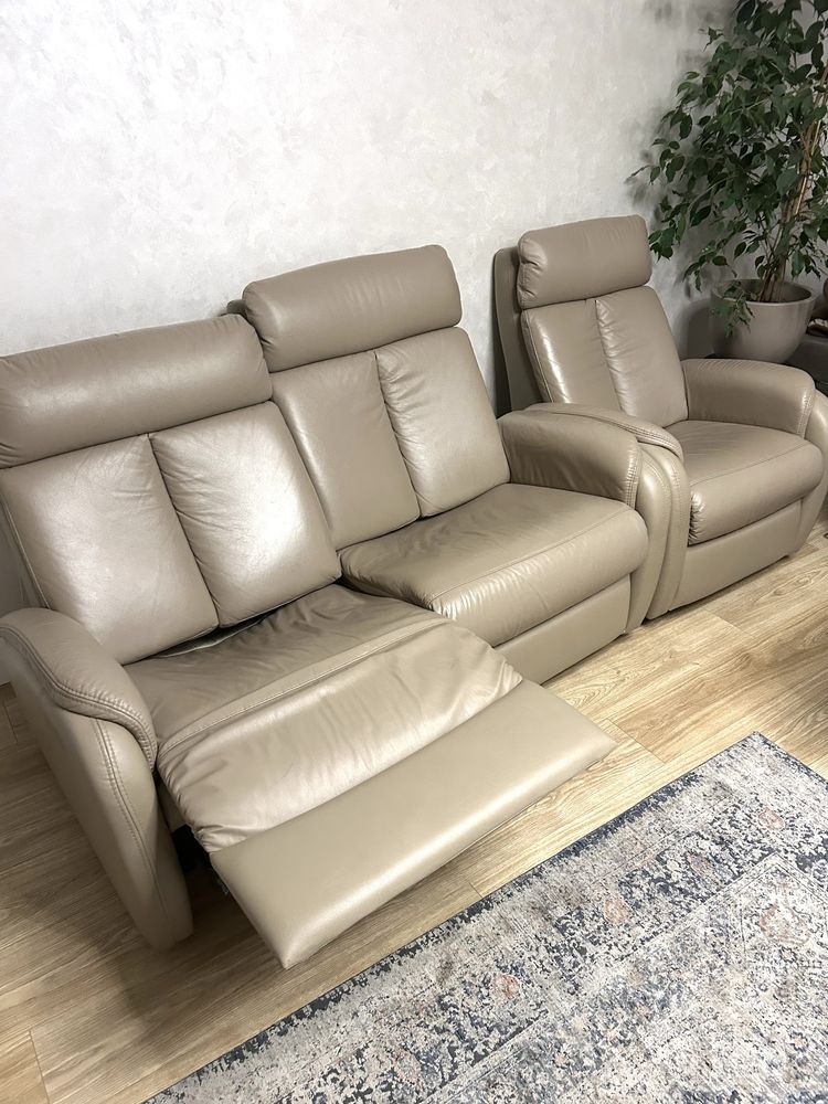 Komplet Relax skóra naturalna Domoteka - Sofa 2 osobowa+ 2 fotele