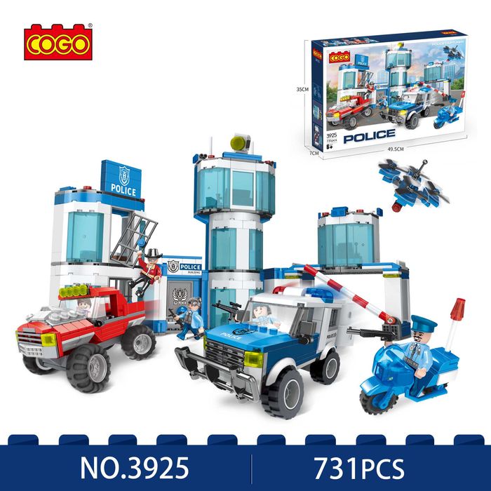 Zestaw Klocków 731el Policja Posterunek Samochód Motor Dron City