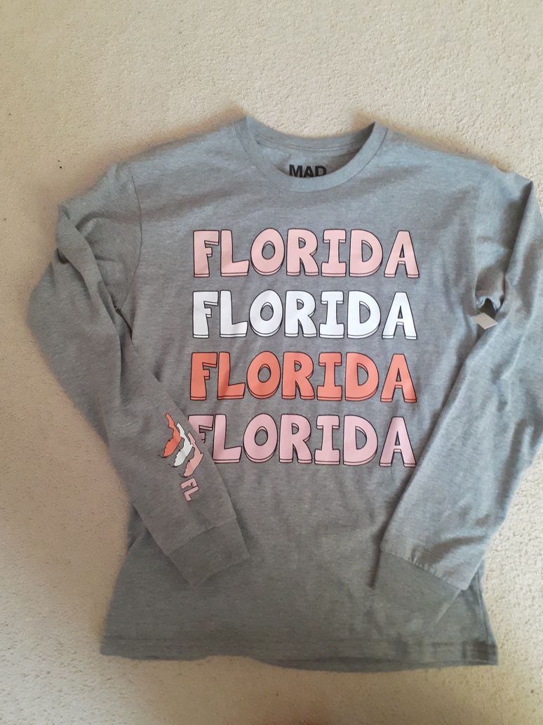 Nowa szara bluzka z długim rękawem S z Florydy