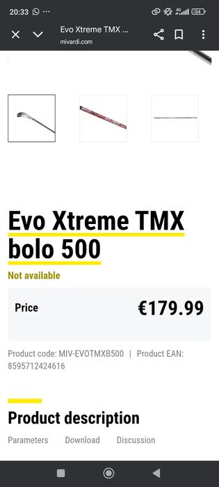 Cana de pesca bóia Mivardi Bolo 500