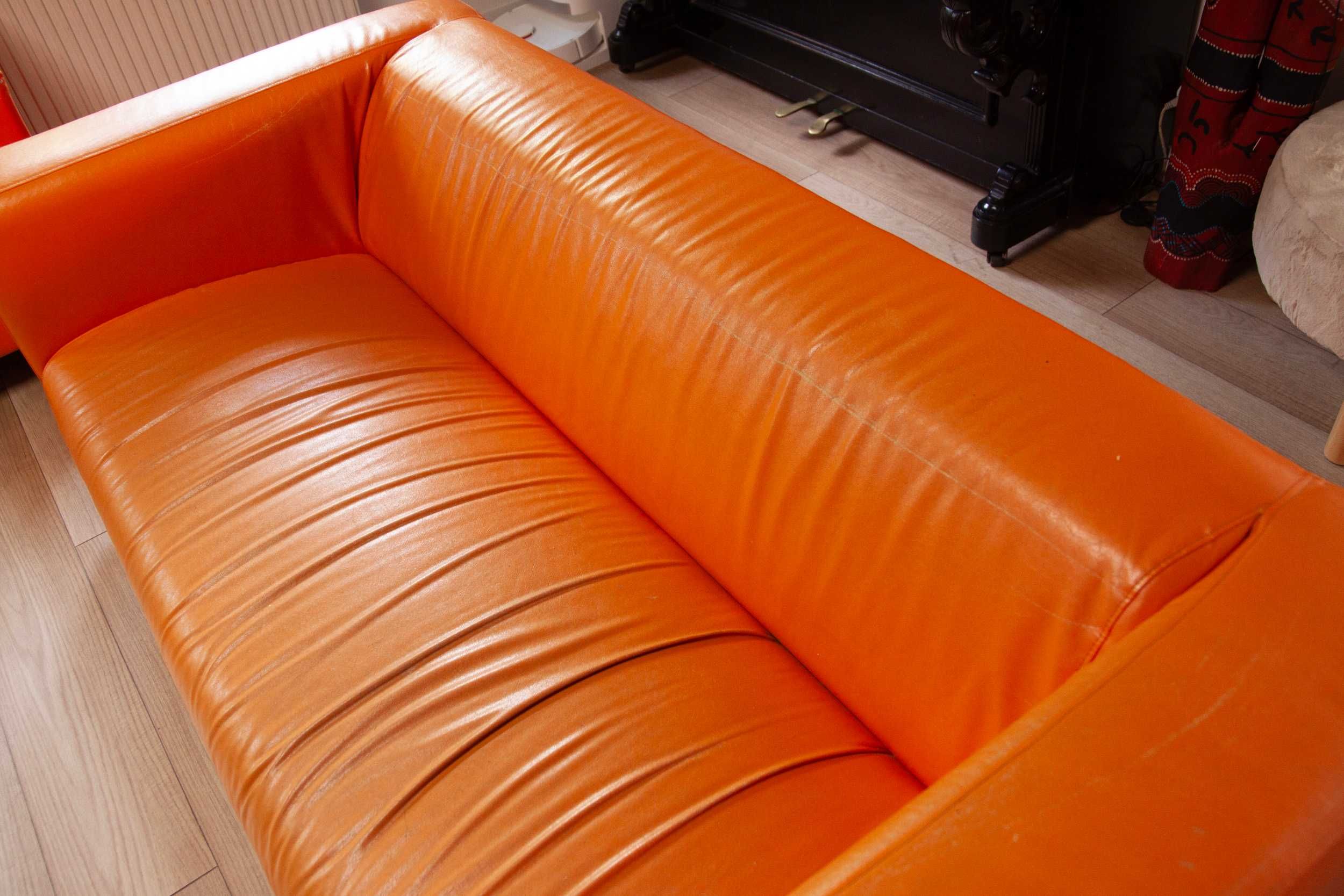 Sofa IKEA Klippan skórzana pomarańczowa x2