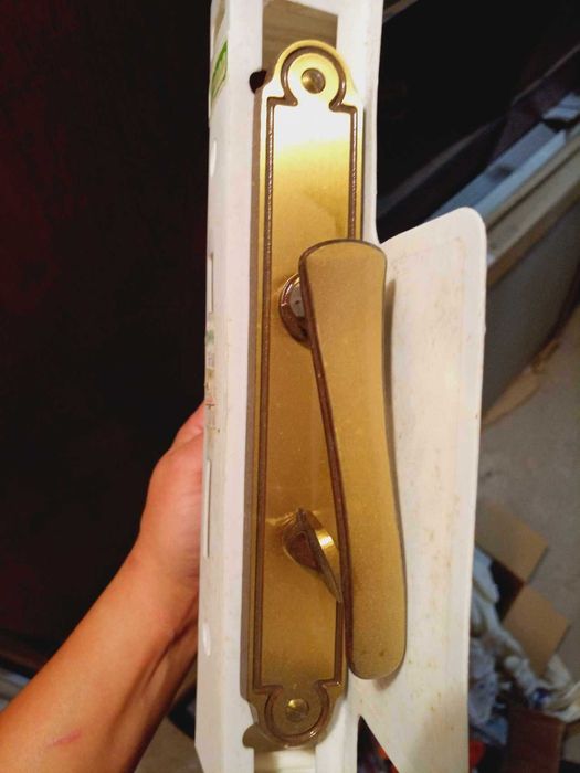 Zestaw wewnętrzny zamek do drzwi + komplet klamek retro stary