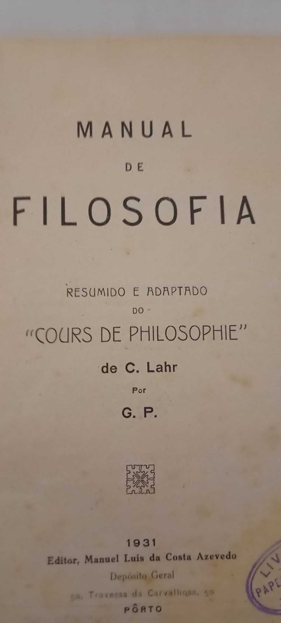 Manual de Filosofia ( C Lahr ) 1931