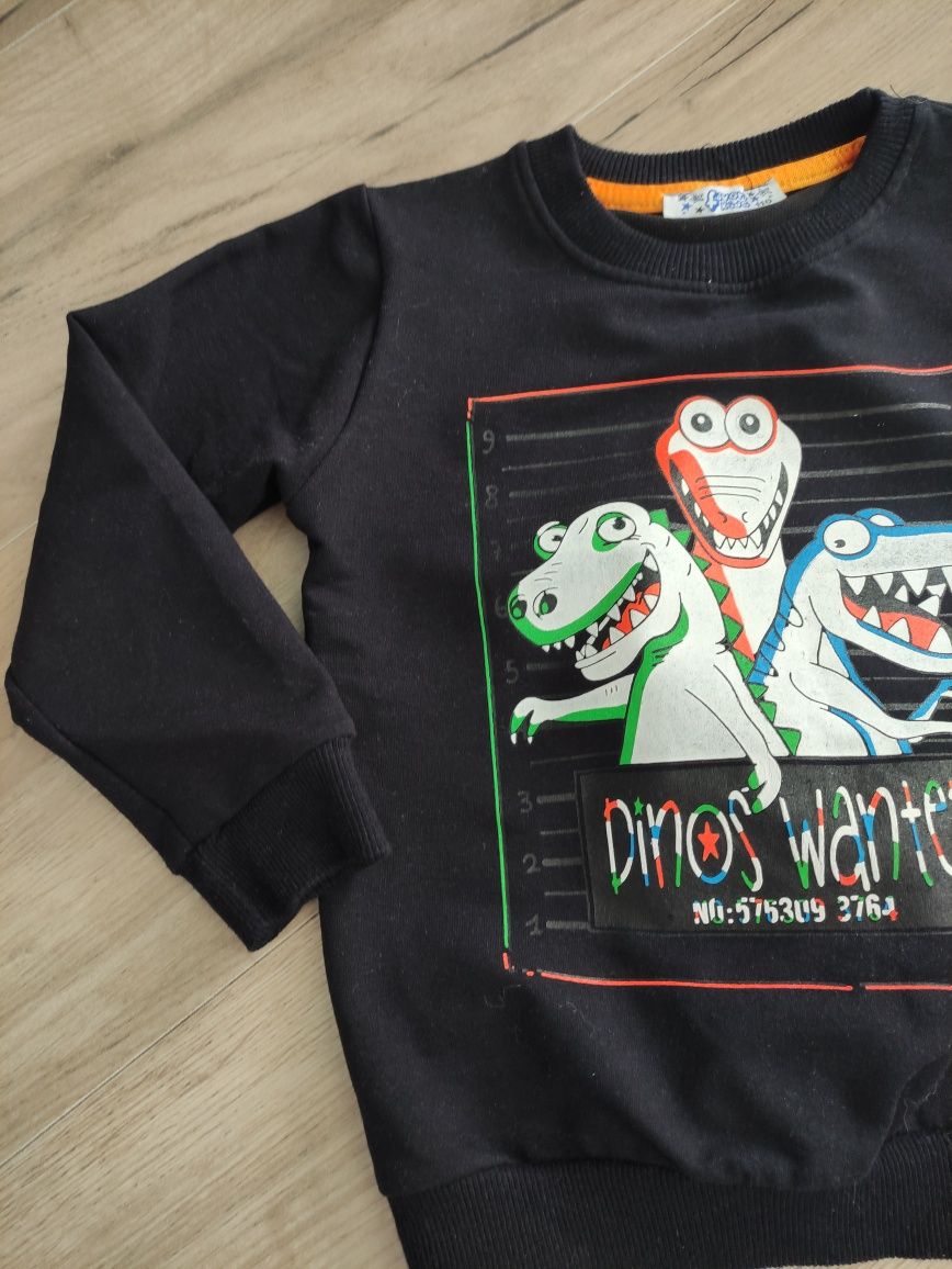 Bluza czarna kolorowe dinozaury nadruk wiosna