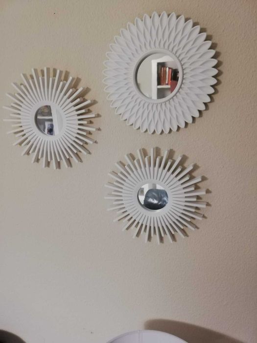 Dekoracja zestaw 3 luster w ramkach do domu na ścianę