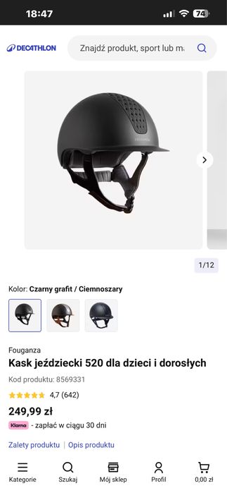 Kask jezdziecki dla dzieci i doroslych 520 fougaza 55cm