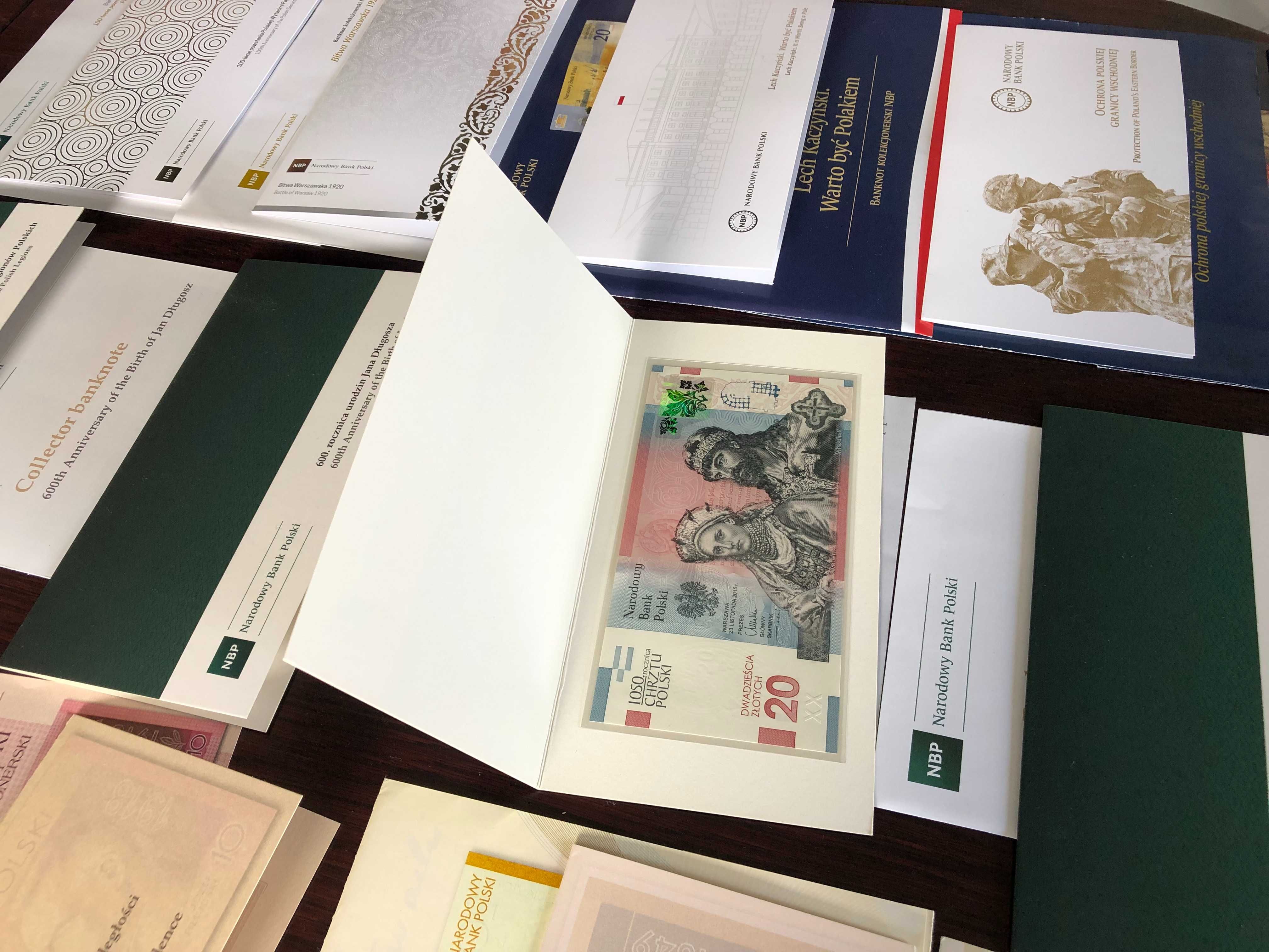 Banknoty kolekcjonerskie NBP komplet + foldery emisyjne