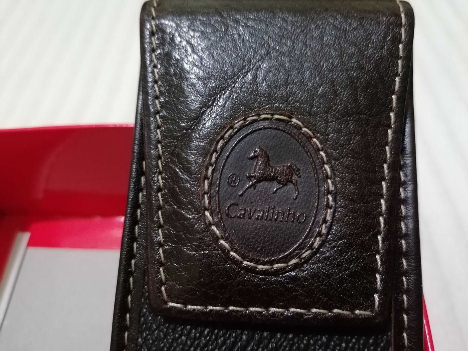 Porta lápis p/homem castanho da Cavalinho em pele genuína, estado novo