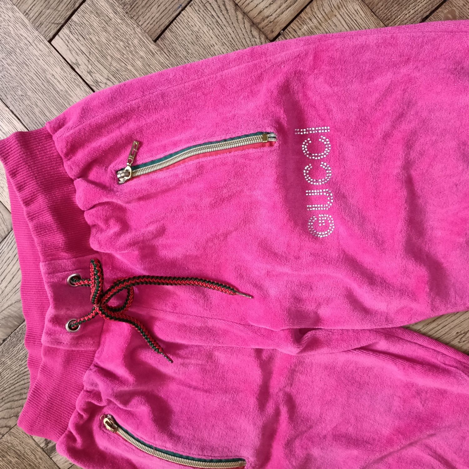 Spodnie dresowe Gucci dresy różowe welurowe damskie sportowe S/M 36/38