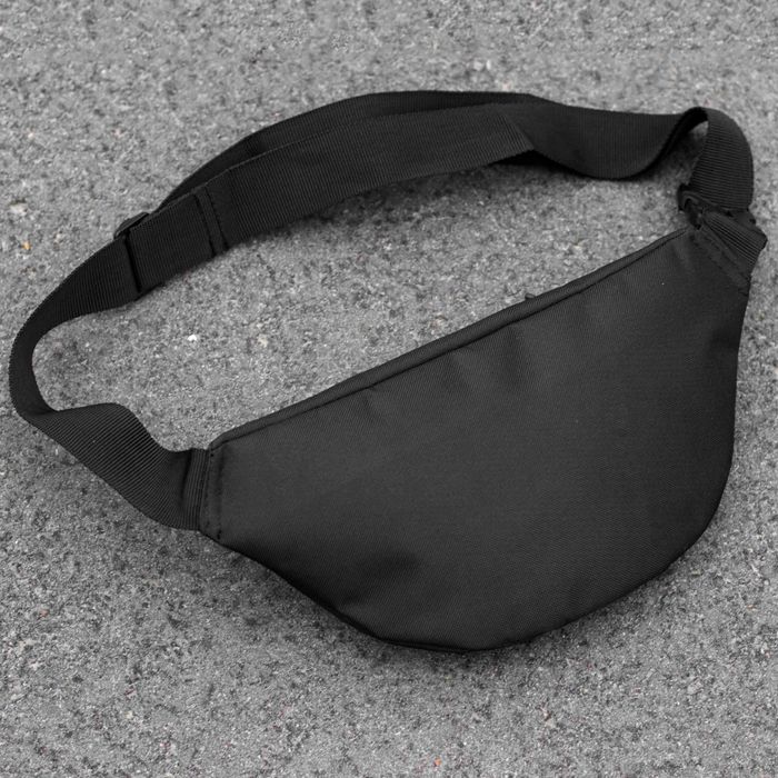 Містка поясна сумка (бананка) Saturn через плече чорна тканинна