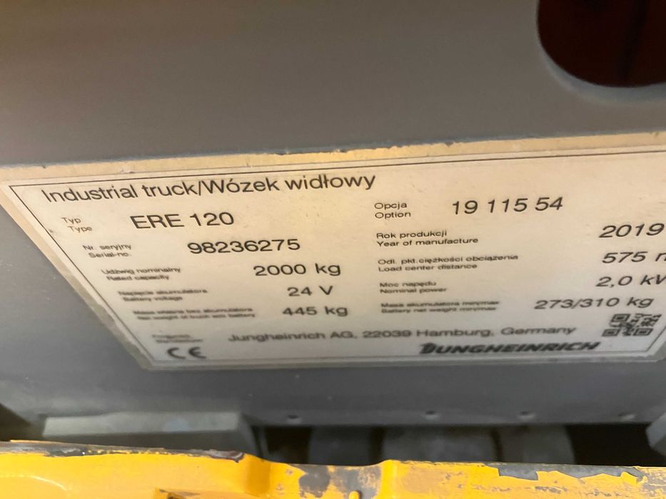 Wózek widłowy JUNGHEINRICH ERE 120