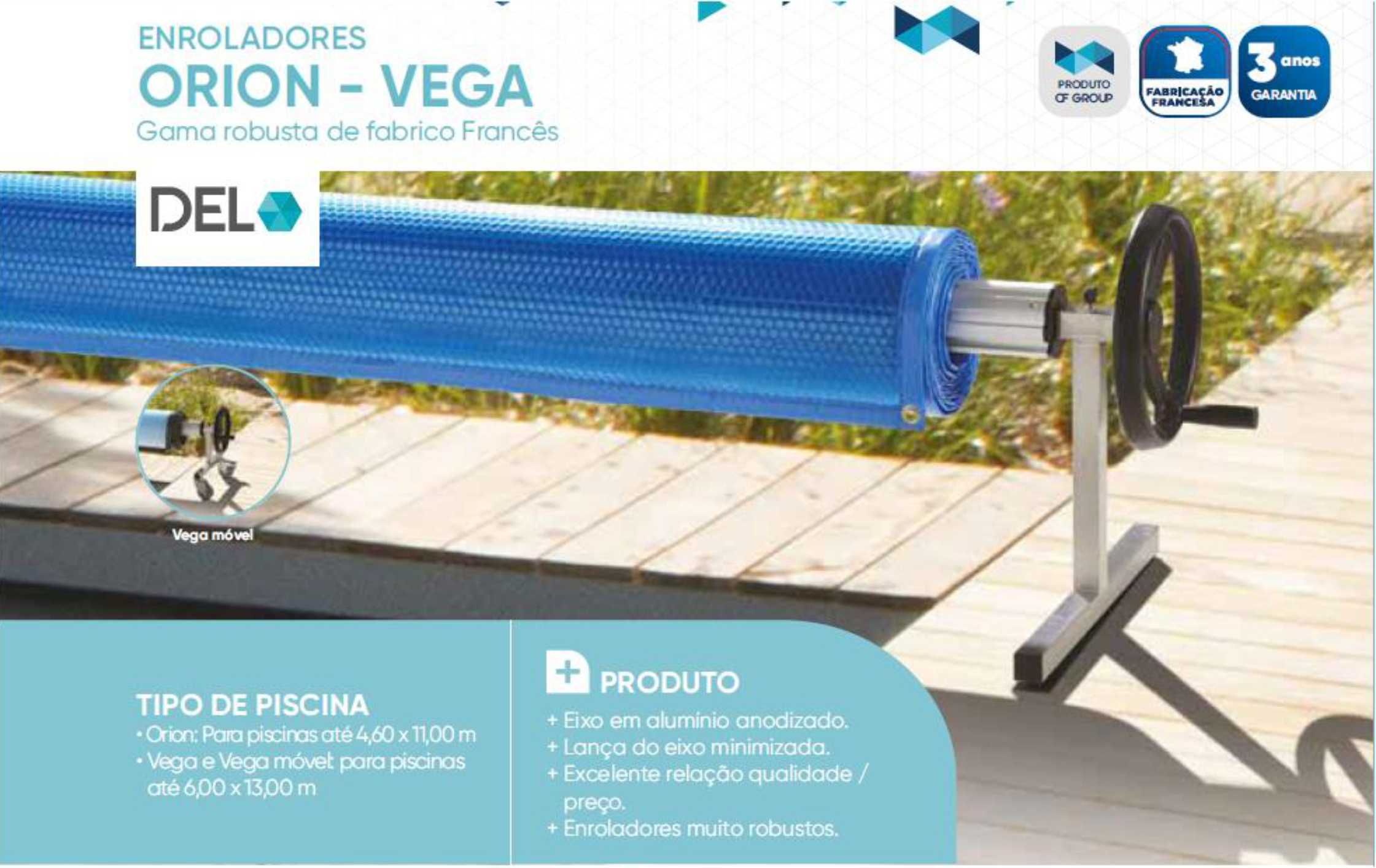 Enrolador Vega móvel de cobertura isotérmica para piscinas