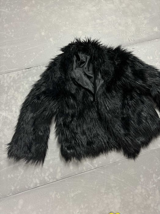 Czarne damskie futerko coquette ciepłe kurtka y2k (XS/S) vintage retro