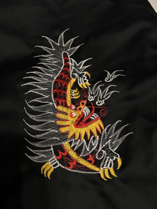 Стильне чорне двустороннє кімоно з драконом