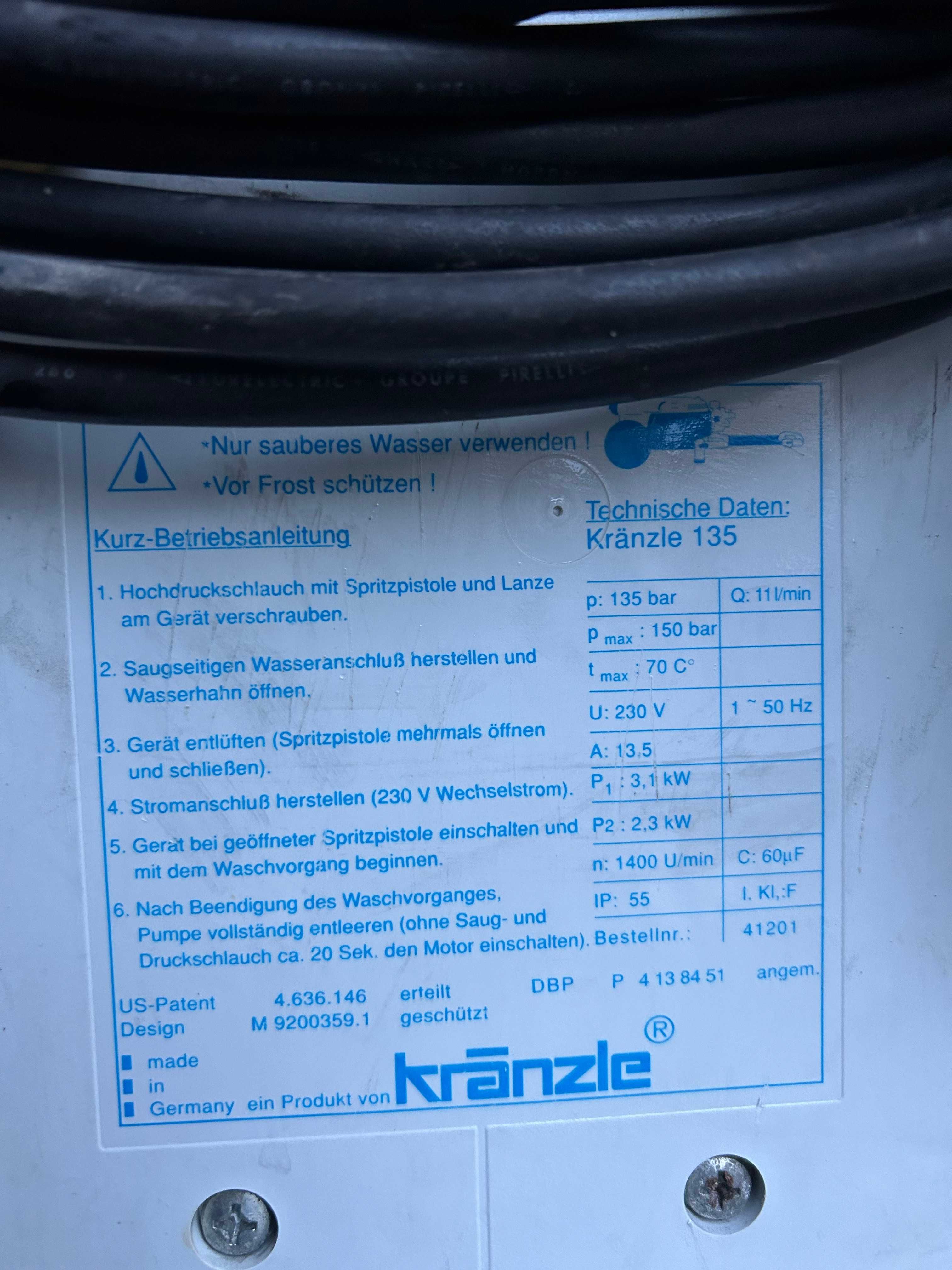 Myjka ciśnieniowa KRANZLE 135