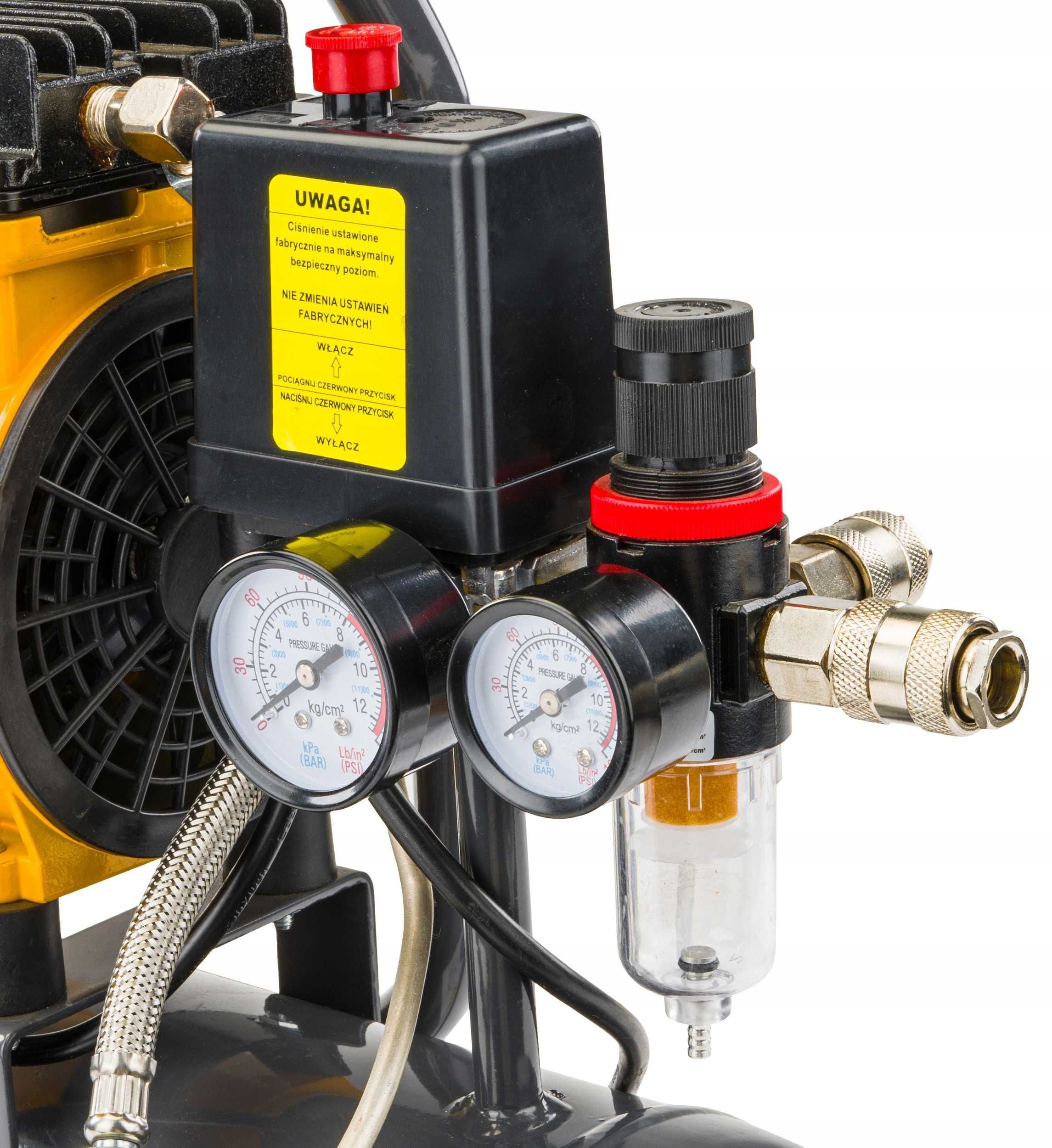 Kompresor bezolejowy 6L SPRĘŻARKA 8BAR 150l/min 230V separator CICHY