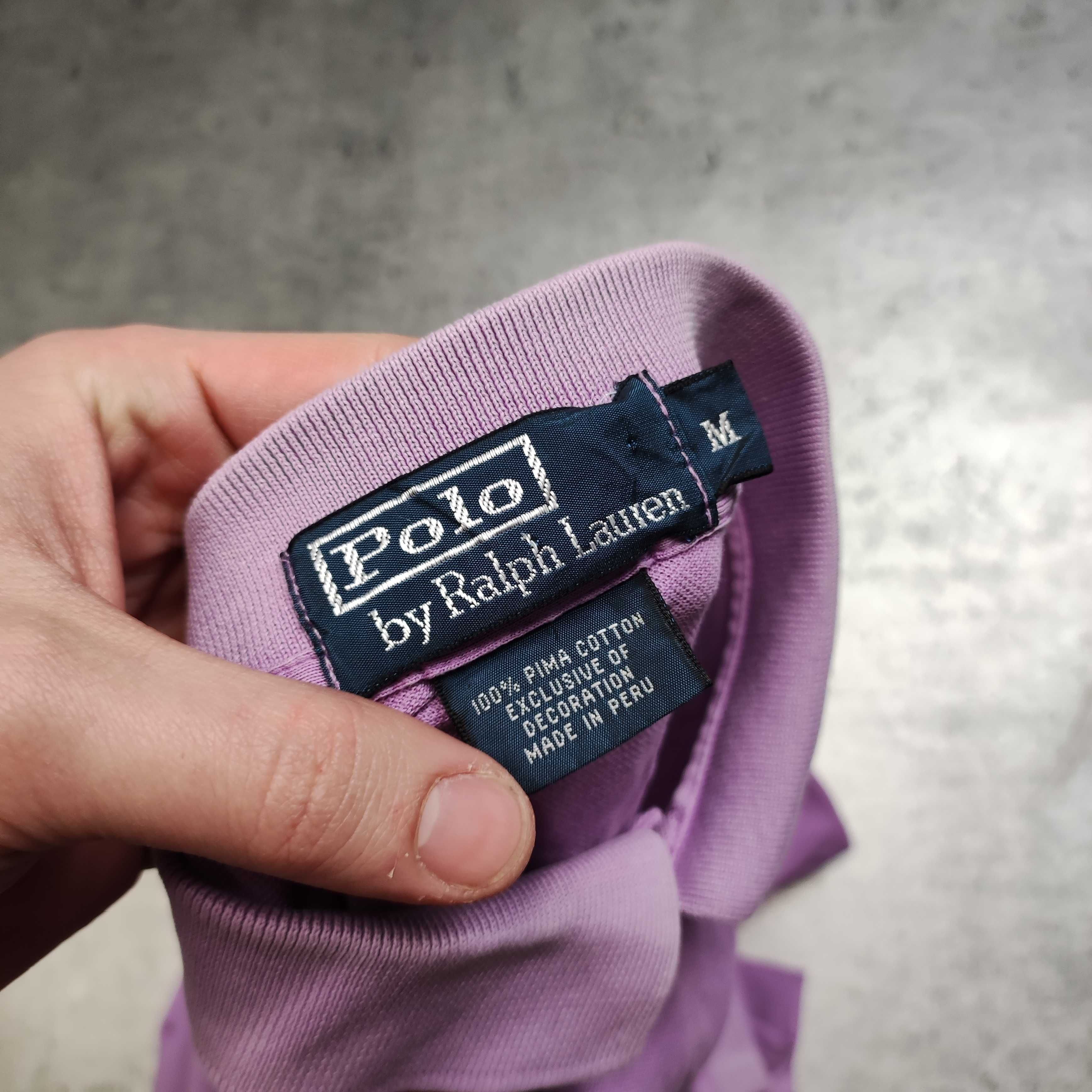 MĘSKA Koszulka PREMIUM Lilia Fiolet Polo Ralph Lauren Bawełna Casual