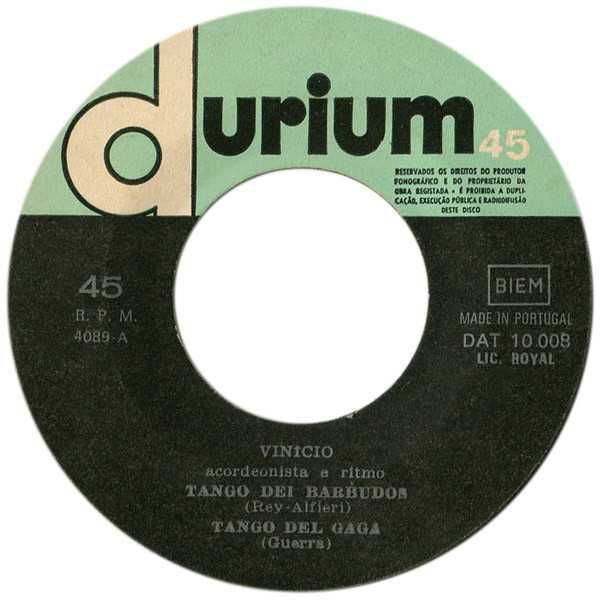 Vinicio e o seu conjunto– Tango dos barbudos + 3 - 1962 - Vinil 45 Rpm