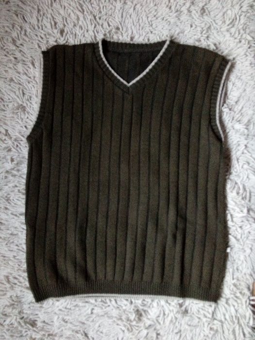 Męski sweter bez rękawów pullover rozmiar L zielony