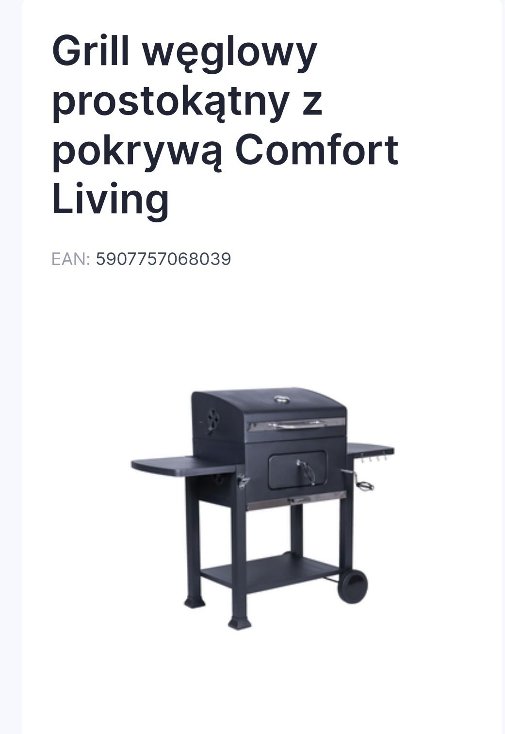 Grill węglowy okrągły z pokrywą Comfort Living ruszt 54 cm