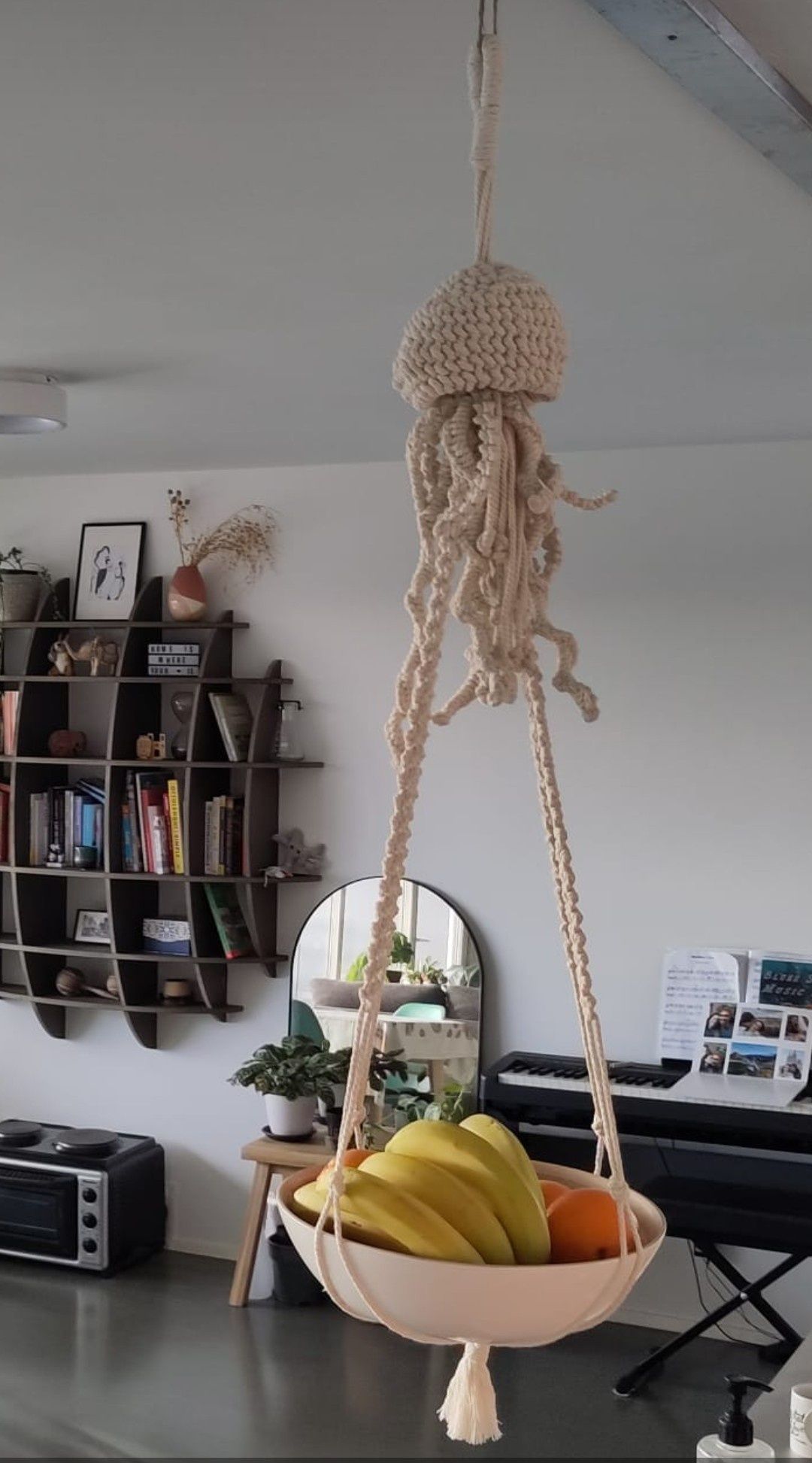 Fruteira suspença em macramé Medusa