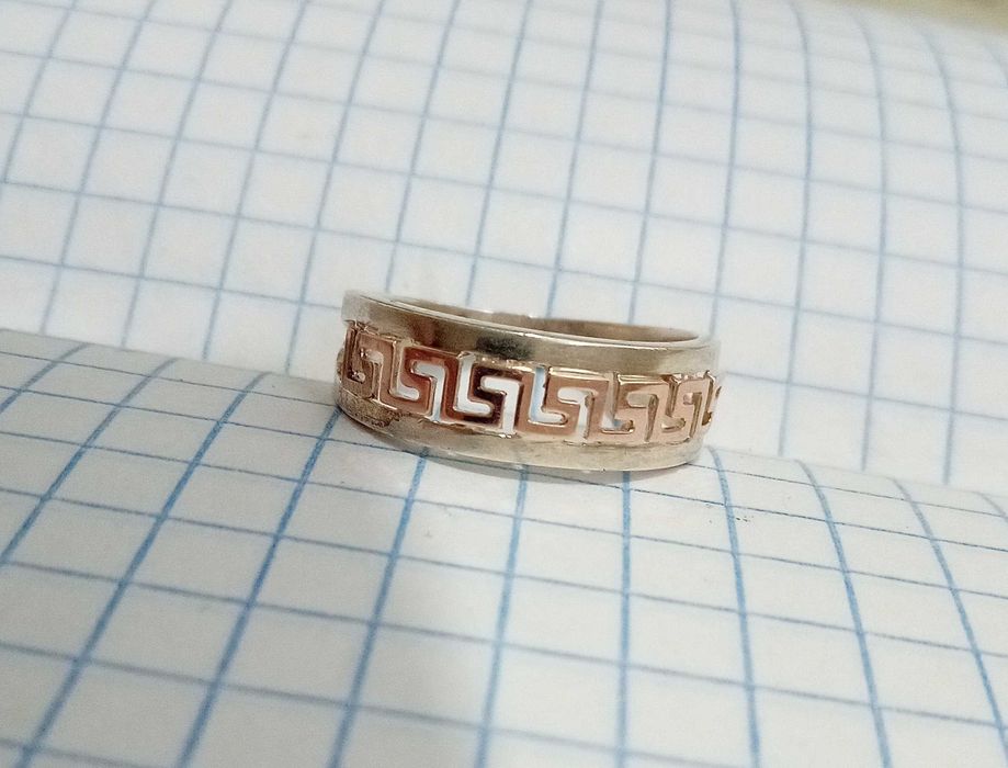 Кольцо колечко срібло 925 проба + золоті накладки 375 проба