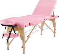 Stół do masażu przenośny drewniany regulowany różowy udźwig do 250 kg