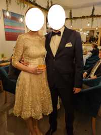 sukienka ślub wesele koktajlowa wizytowa 36 s złota różowa
