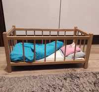 Solidne drewniane łóżeczko dla lalek pluszaków