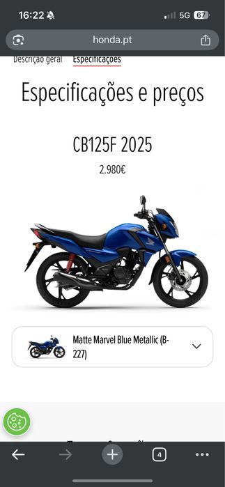 Honda cbf 125 azul metalico