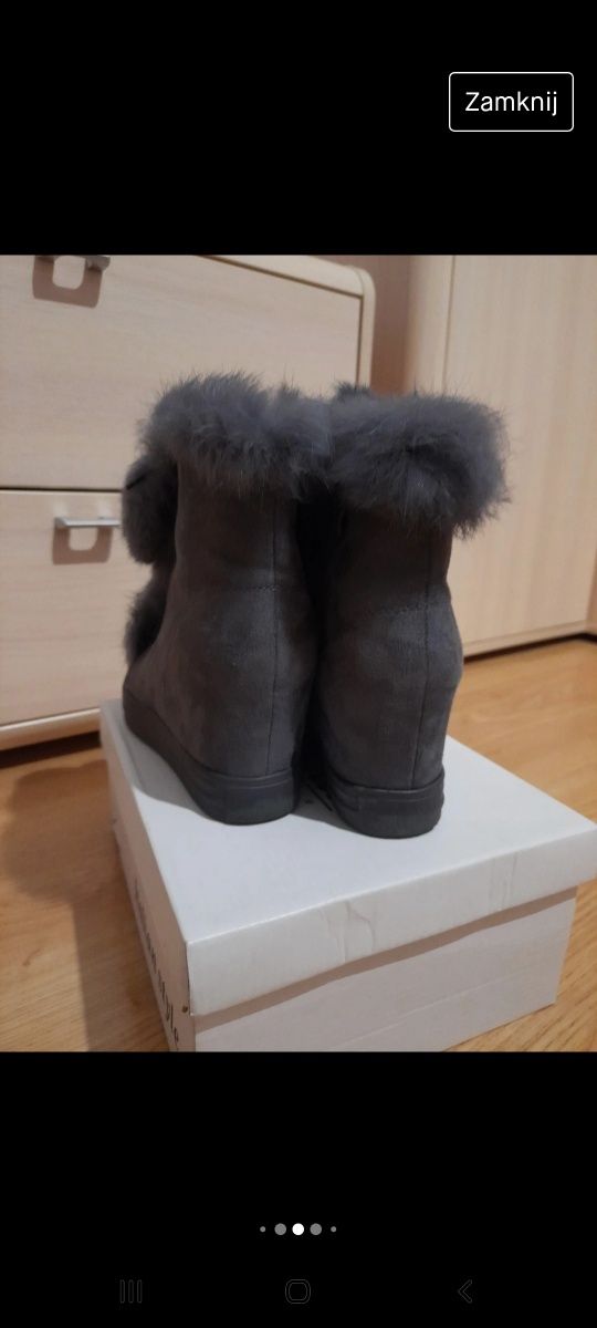 Buty zimowe na koturnie 38