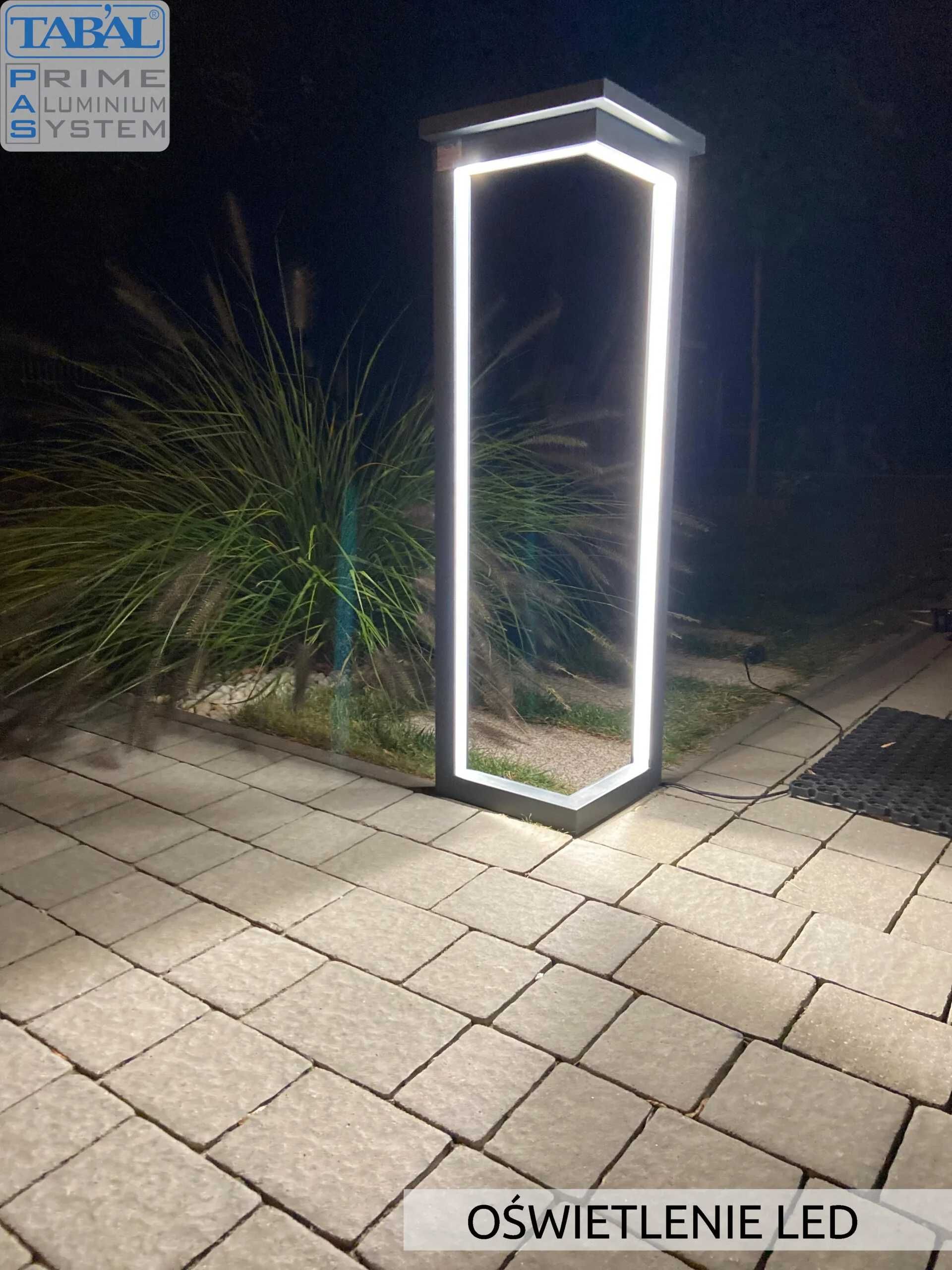 Aluminiowe zadaszenie furtki, oświetlenie LED - portal - PRODUCENT