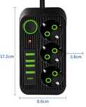 Мережевий фільтр подовжувач 2 м, з USB та Type-C 2500W