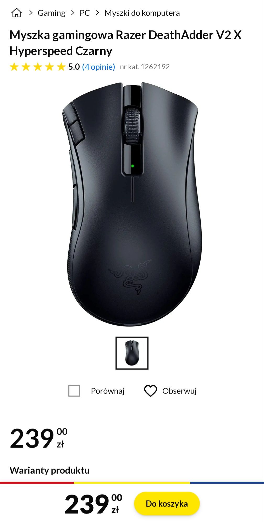 Mysz gamingowa bezprzewodowa Razer