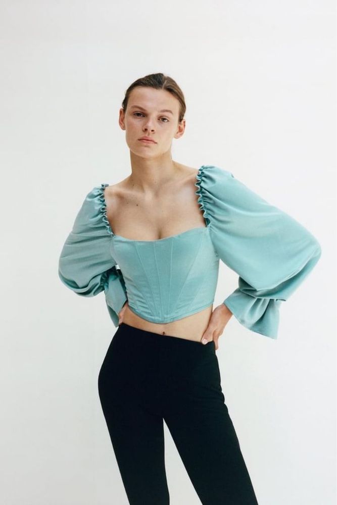 Top corset azul ZARA
