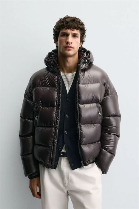 Пуховик Zara M L, XL чорний,брауні,монклер