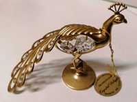 Pavão com cristais Swarovski plaque ouro 24K, Crystal Delight Mascot