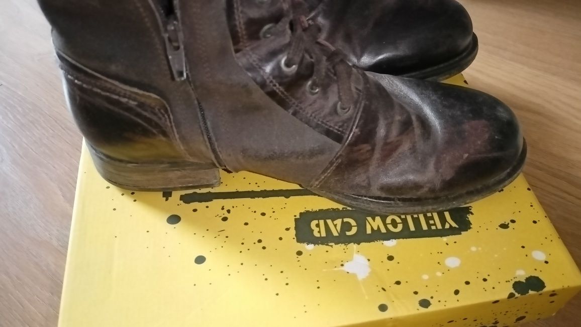 Buty męskie YELLOW CAB skórzane wysokie brązowe /nie geox