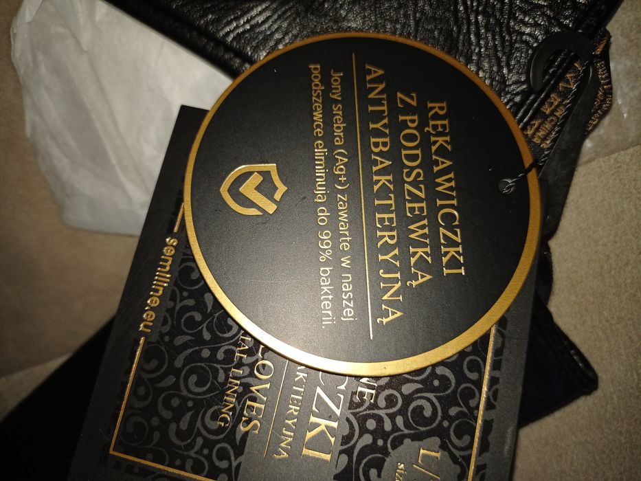 Rękawiczki skórzane ocieplane damskie antybakteryjne roz L 7.5