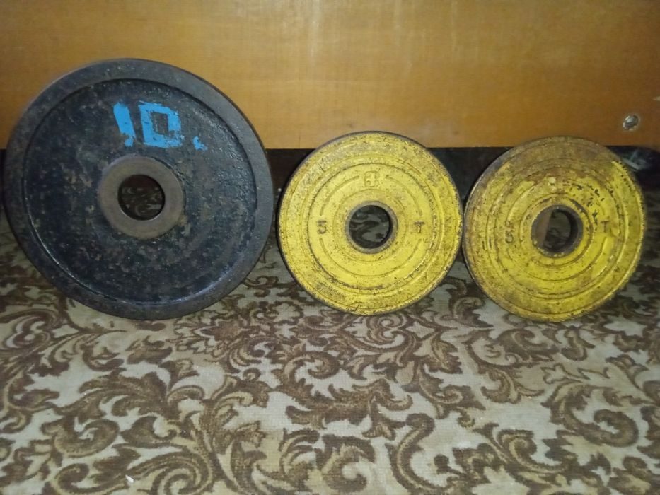 Бліни ; блины на гриф 50 ; 55 мм  по 1,25 ; 1,5 ; 2,5 ; 5 ; 10 ; 15