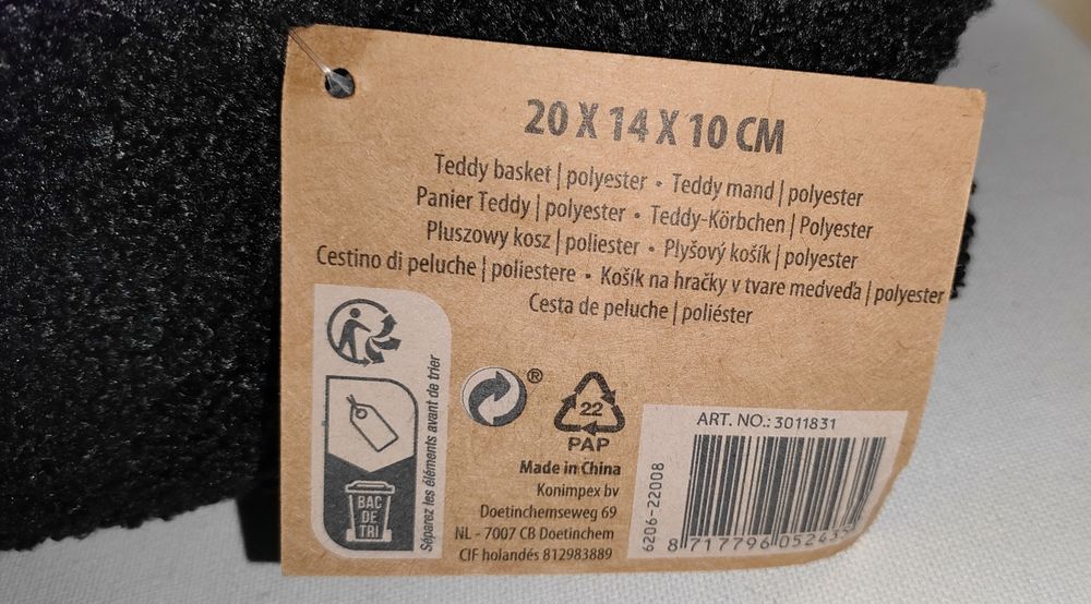 Składane pudełko miękkie pluszowy kosz 20x14x10