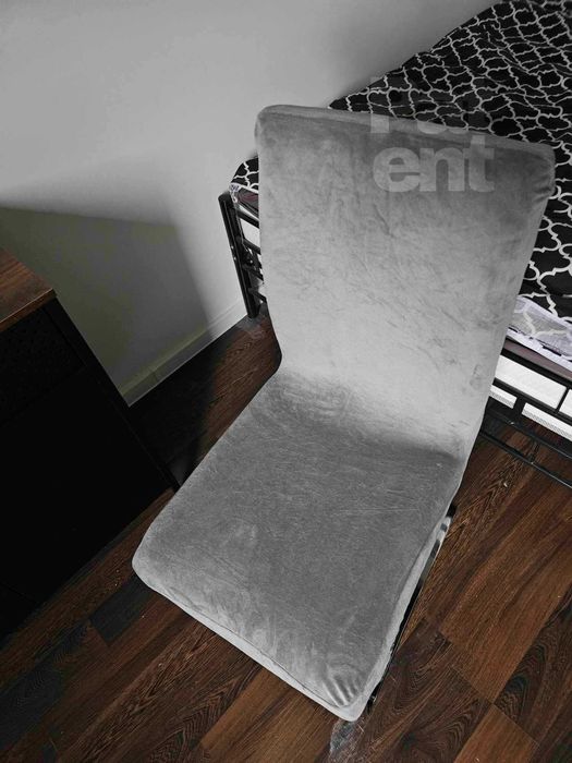 Pokrowce na krzesła miękkie welurowe komplet szare 4 sztuki