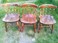 3 dębowe krzesła